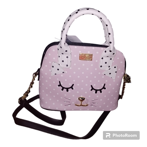 Borsa A Tracolla Betsey Johnson Luv LBLINI - Stampa Animalier Viola - Nuova Con Etichette